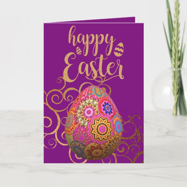 Colourful Easter Egg Holiday Card (Front)