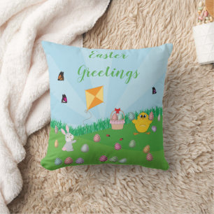 Colourful Easter Egg Hunt Bunny Chick Cushion