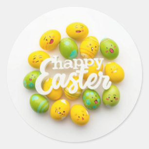 Colourful Easter Egg Hunt Classic Round Sticker