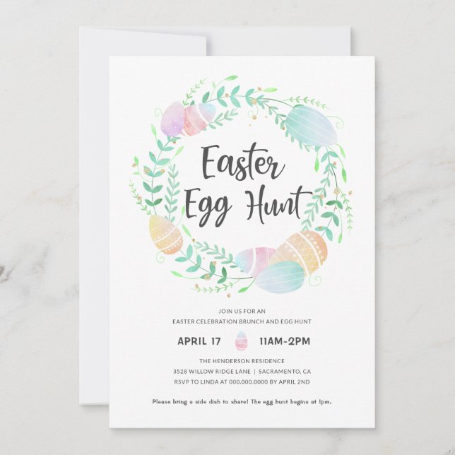 Colourful Easter Egg Hunt Easter Brunch Invitation (Front)