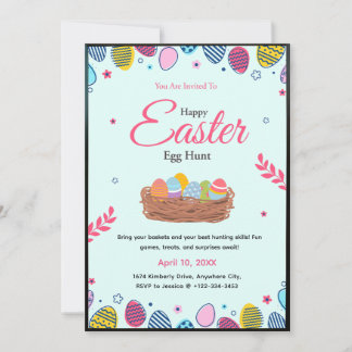 Colourful Easter Egg Hunt Party Invitation 
