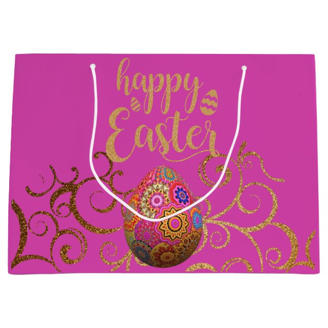 Colourful Easter Egg Large Gift Bag (Front)