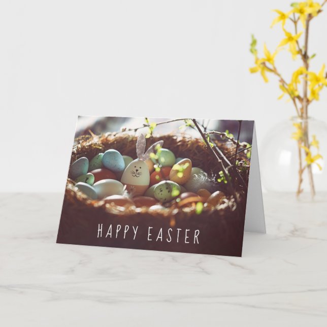 Colourful Easter Egg Pictures Easter Egg Day Cute Card (Yellow Flower)