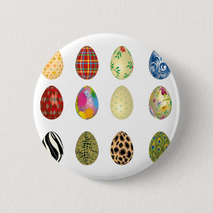 colourful easter eggs 6 cm round badge