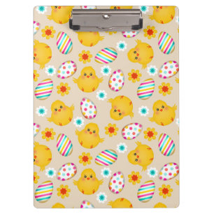 Colourful Easter Eggs and Chicks Pattern Clipboard