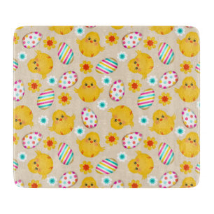 Colourful Easter Eggs and Chicks Pattern Cutting Board