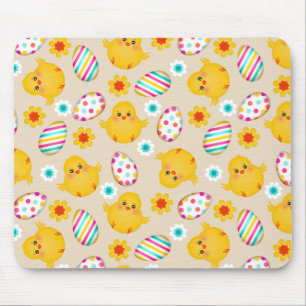Colourful Easter Eggs and Chicks Pattern Mouse Mat