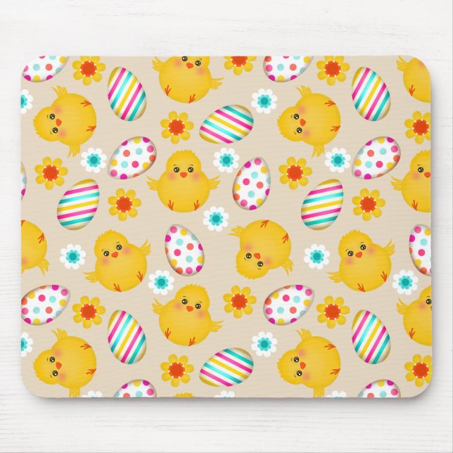 Colourful Easter Eggs and Chicks Pattern Mouse Mat (Front)