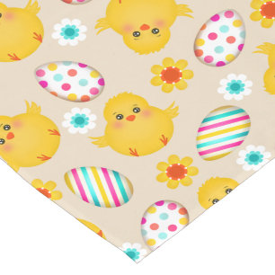Colourful Easter Eggs and Chicks Pattern Short Table Runner