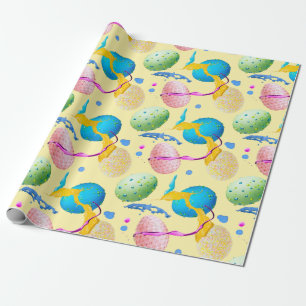 Colourful Easter Eggs and Paint Splash Wrapping Paper