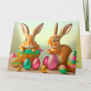 Colourful Easter Eggs and Rabbits Collection Card