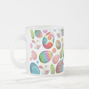 Colourful Easter Eggs Bunny Faces-23172 Frosted Glass Coffee Mug