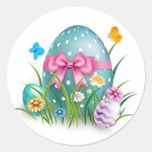 Colourful Easter Eggs Classic Round Sticker