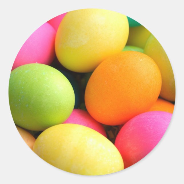 Colourful Easter Eggs Classic Round Sticker (Front)