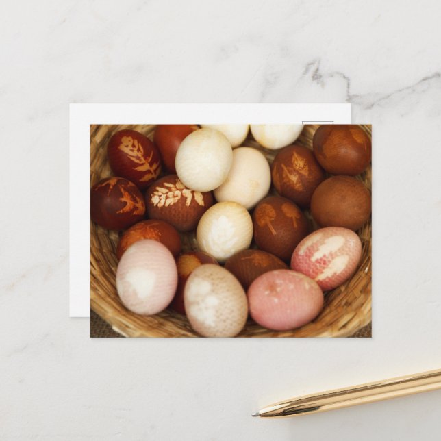 Colourful Easter Eggs, Happy Easter, Holiday Postcard (Front/Back In Situ)