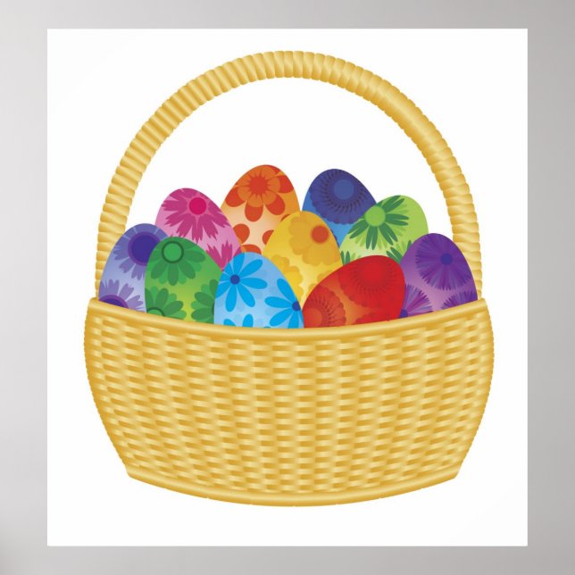 Colourful Easter Eggs in Basket Poster (Front)