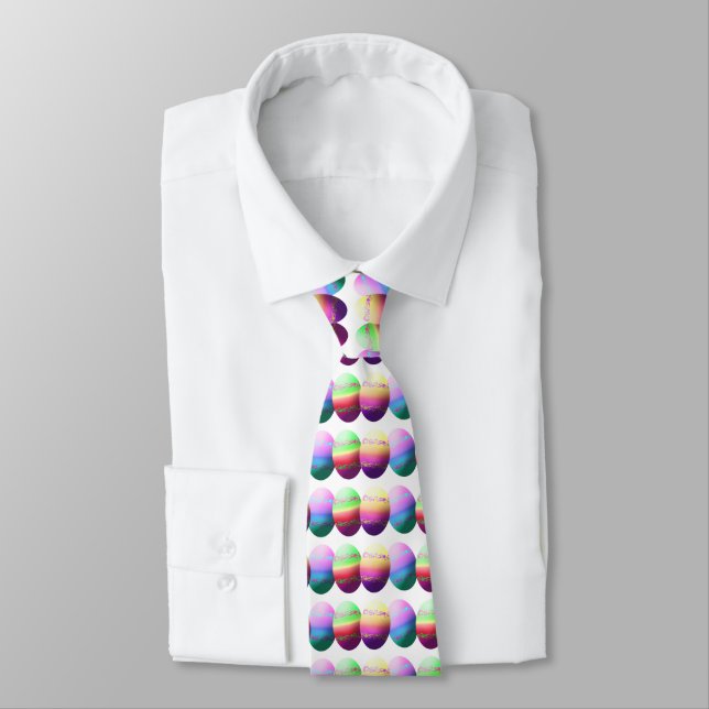 Colourful Easter Eggs Neck Tie (Tied)