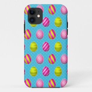 Colourful Easter Eggs On Polka Dot Background iPhone 11 Case