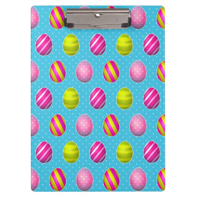 Colourful Easter Eggs On Polka Dot Background Clipboard (Front)