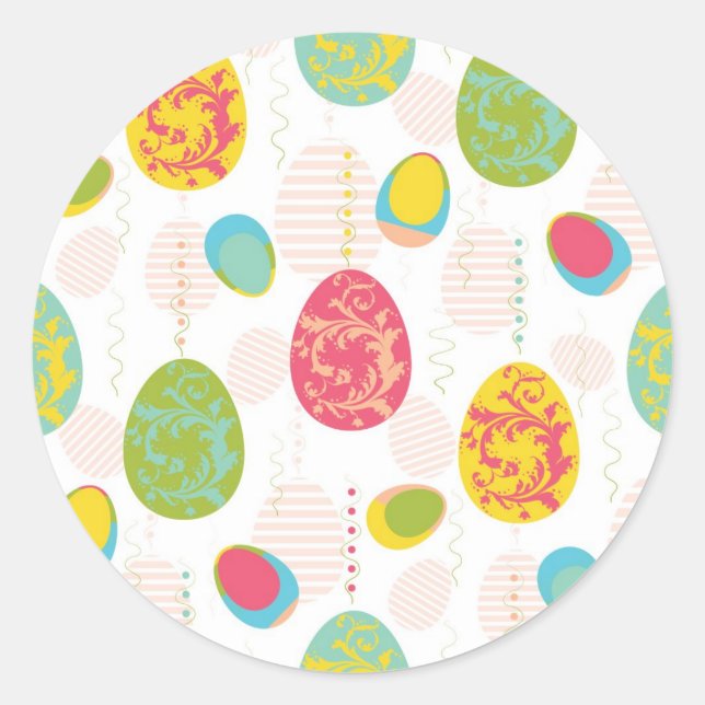 Colourful Easter Eggs Pattern Classic Round Sticker (Front)