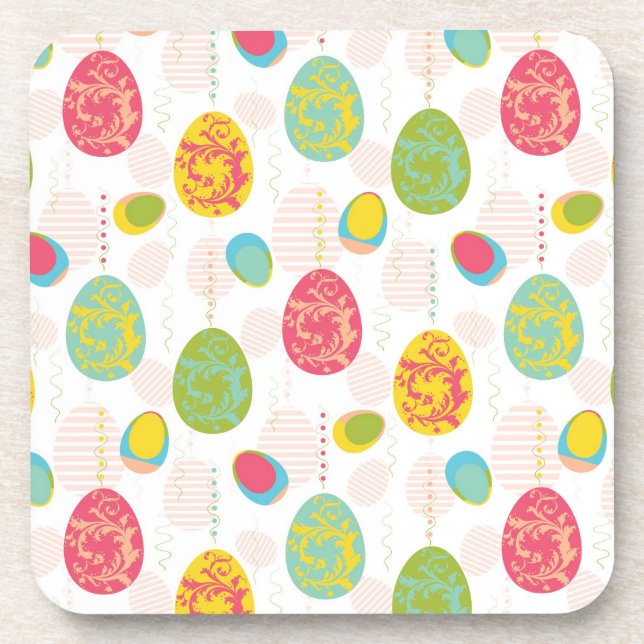 Colourful Easter Eggs Pattern Coaster (Front)