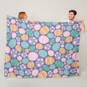 Colourful Easter Eggs Pattern Fleece Blanket