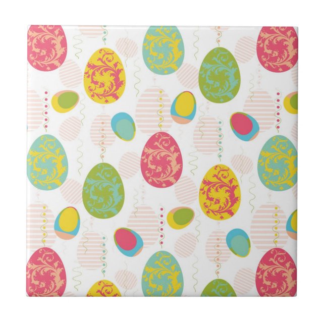 Colourful Easter Eggs Pattern Tile (Front)