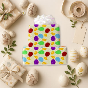 Colourful Easter Eggs Polka Dot Festive Wrapping Paper