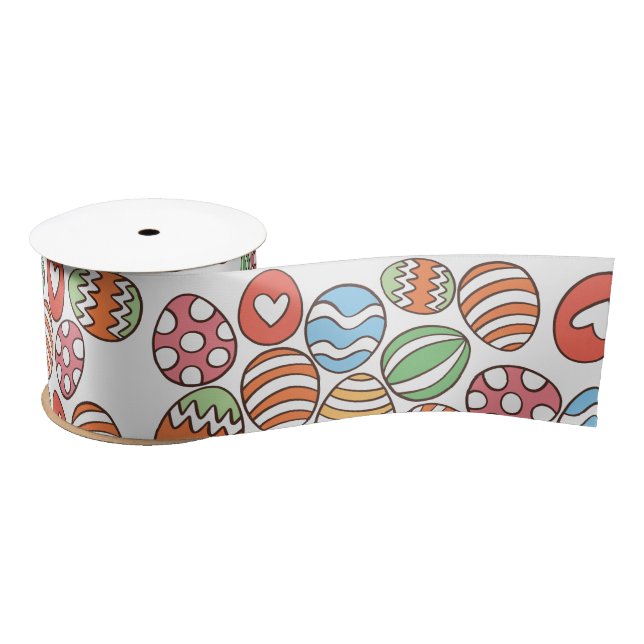 Colourful Easter Eggs Satin Ribbon (Spool)