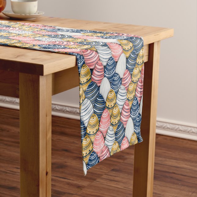 Colourful Easter Eggs Seamless Pattern Short Table Runner (In Situ)