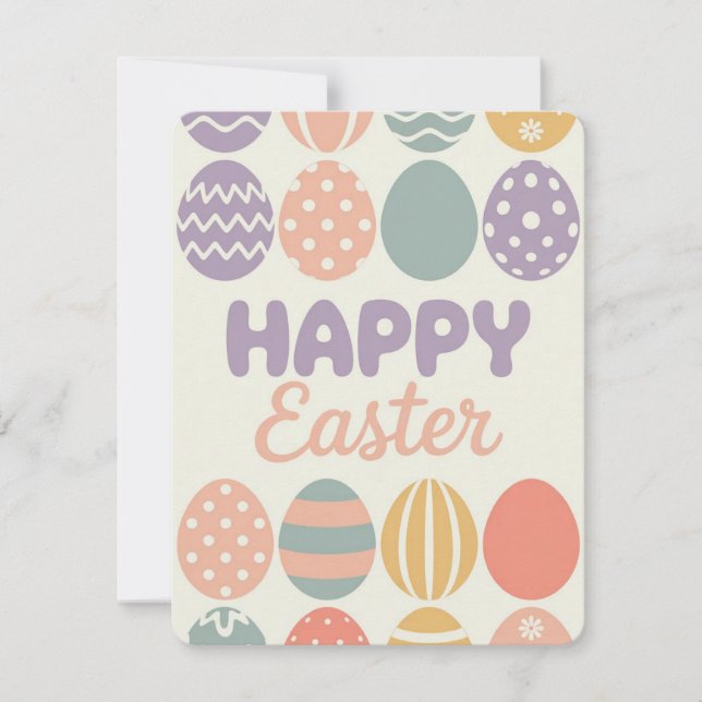 Colourful Easter Eggs Spring Pastel Holiday Card (Front)