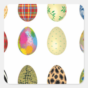 colourful easter eggs square sticker