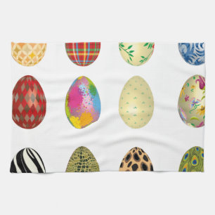 colourful easter eggs tea towel
