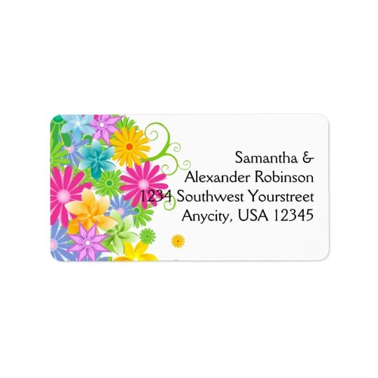 Colourful Easter Flower Bunch Address Label