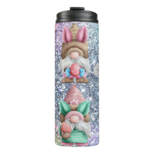 Colourful Easter Gnomes With Bunny Ears and Glitte Thermal Tumbler