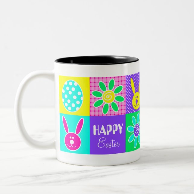 Colourful Easter Two-Tone Coffee Mug (Left)