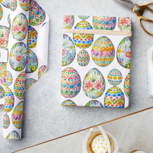 Colourful Easter Whimsical  Egg Pattern Wrapping Paper (Creator Uploaded)