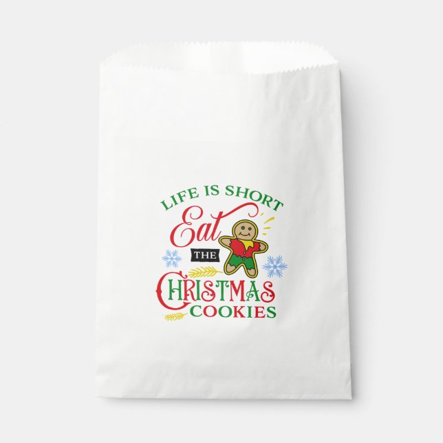Colourful Eat the Christmas Cookies Favour Bags (Front)