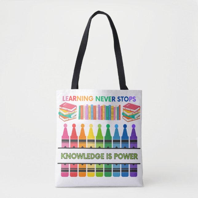 Colourful Educational Tote Bag-Learning Never Stop (Front)