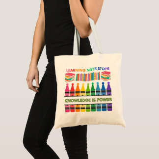 Colourful Educational Tote Bag-Learning Never Stop