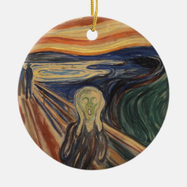 Colourful Edvard Munch The Scream Painting Ceramic Tree Decoration (Front)