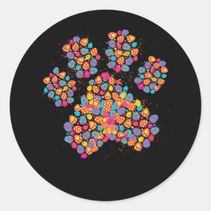 Colourful Egg Dog Paw Print Easter Day Christian F Classic Round Sticker