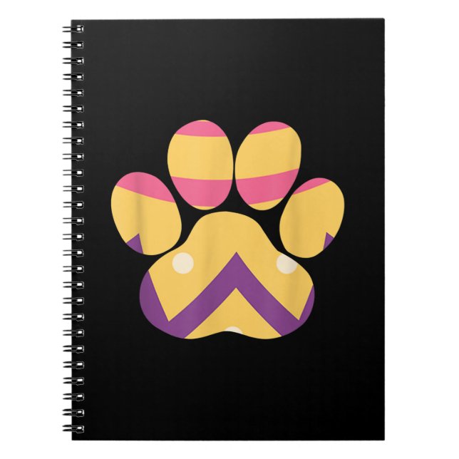 Colourful Egg Easter Paw Funny Dog Cat Lovers Gift Notebook (Front)