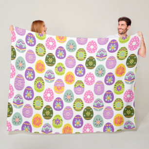Colourful Egg Pattern Easter Fleece Blanket