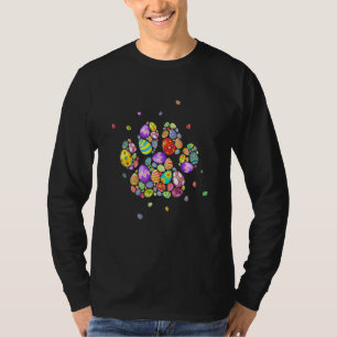 Colourful Egg Paw Print Cute Dog Paw Eggs Happy Ea T-Shirt