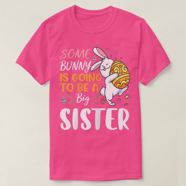 Colourful Eggs Big Sister Bunny Easter Pregnancy A T-Shirt (Design Front)