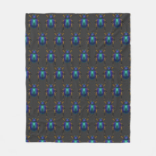 Colourful Egyptian Scarab Fleece Blanket