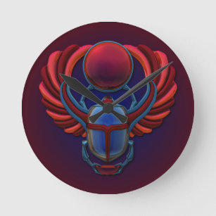 Colourful Egyptian Scarab Round Clock