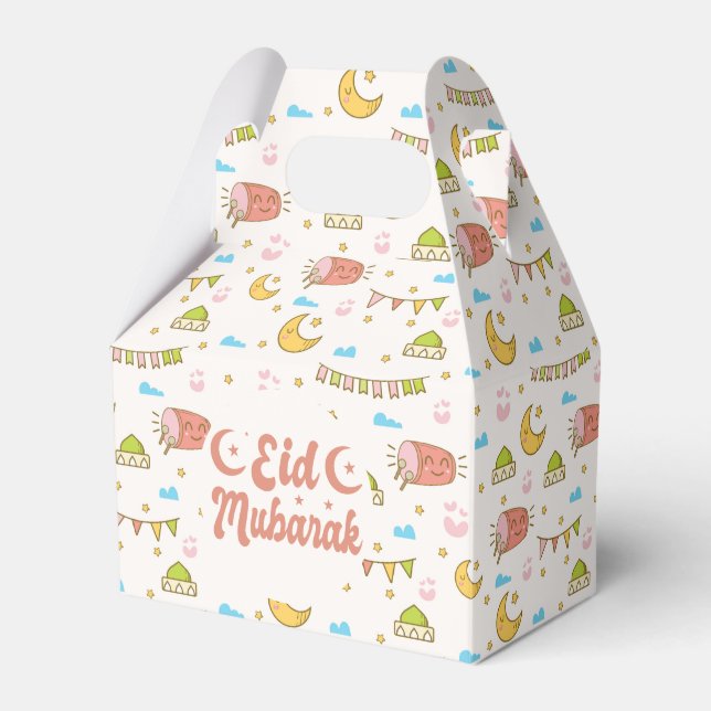 Colourful Eid Mubarak Eid Goodie Favour Box (Front Side)