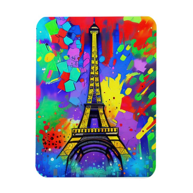 Colourful Eiffel painting Magnet (Vertical)